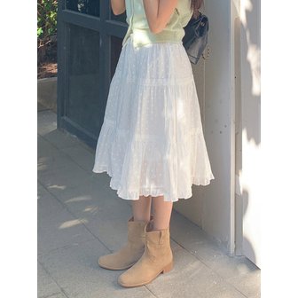 레터프롬문 플라워 레이스 캉캉 미디 스커트 (화이트)