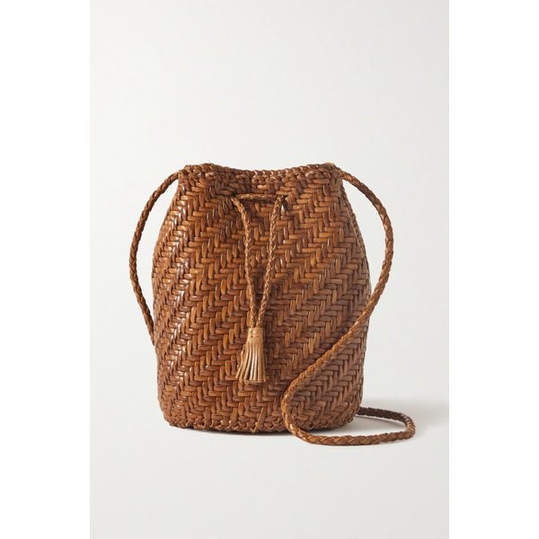 폼폼 더블 점프 우븐 가죽 버킷 백 탠 브라운 1647597283172611