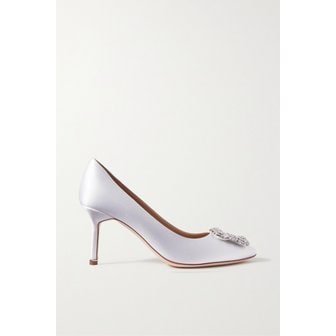 마놀로블라닉 한기시 크리스털 장식 새틴 펌프스 70mm 화이트 1647597300737410