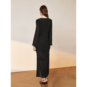 YY_Slit hem long sleeve dress