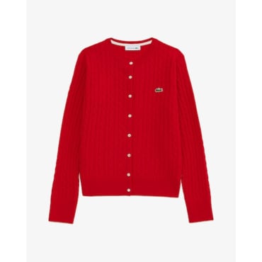 라코스테 (여성) 25FW 케이블 크루넥 가디건 AF092E-55N 240(레드)