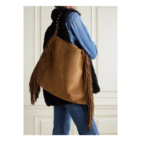 배기 프린지 스터드 스웨이드 숄더 백 초콜릿 46376663162884527