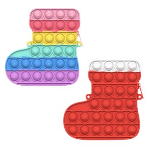 귀여운 크리스마스 레드 레인보우 양말 대형 대왕 푸쉬팝 버블 팝잇 가방 실리콘 동전 지갑 파우치 크로스백 무한 뽁뽁이