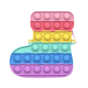 귀여운 크리스마스 레드 레인보우 양말 대형 대왕 푸쉬팝 버블 팝잇 가방 실리콘 동전 지갑 파우치 크로스백 무한 뽁뽁이