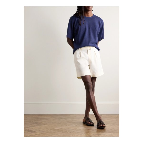 스토파 와이드 벨트 플리츠 린넨 쇼츠 1647597329001571