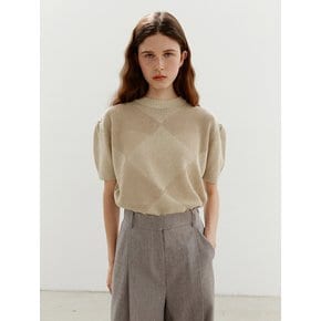 TWR ARGYLE PUFF KNIT TOP_2 COLORS