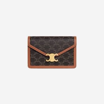  셀린느 월렛 온 체인 마고 트리옹프 캔버스 카프스킨 탄 Celine Wallet On Chain Margo in Triom