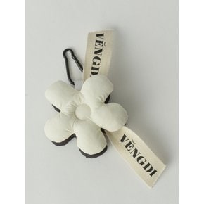 Padded Flower Keyring_White