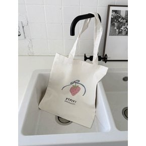 Strawberry Ribbon Signature Ecobag_WHITE