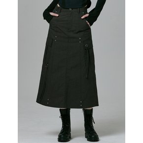 DIVIDE CARGO LONG SKIRT - BLACK