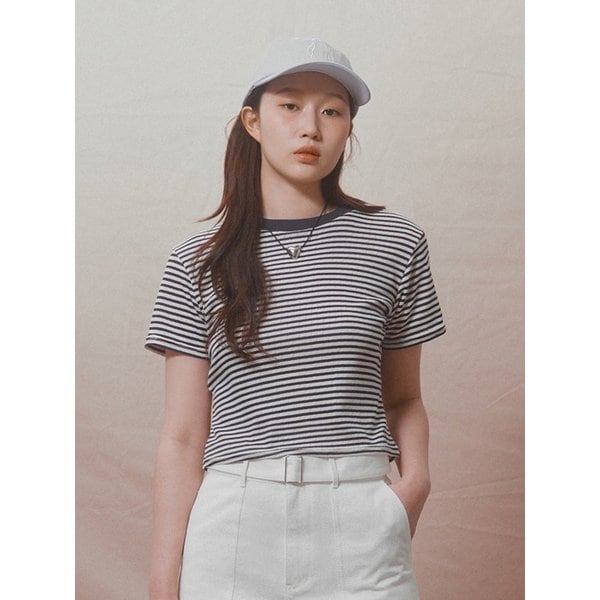 [SPNK] 스트라이프 라운드 티셔츠_네이비