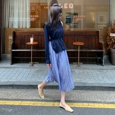 미씨엘라 로이디 배색 스트라이프 니트 원피스