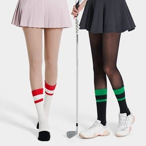 여성 골프양말 컬러 레이어드 크루삭스 면 장목