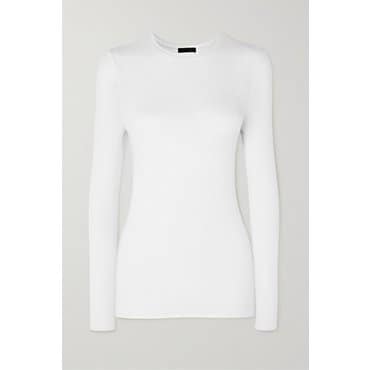 ATM ANTHONY THOMAS MELILLO Ribbed Stretch-tencel Modal Jersey T-shirt 화이트