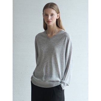 누토프 Wholegarment Wool V-Neck Knit_Gray