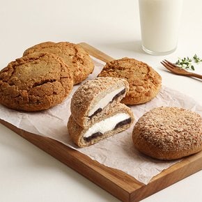 통밀당 천연발효종 소보로빵 2종 2개 / 팥크림 맘모스빵 팥빵 통밀빵 생크림