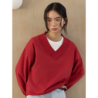 쎄씨 코튼 V넥 MTM 레드 C013