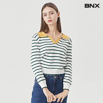 BNX 카라 긴팔 트임 단가라 긴팔 니트 (BU3KP004L0)