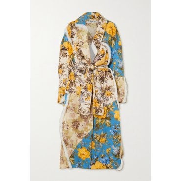 아크네스튜디오 Belted Cotton-trimmed Floral-print Cotton-shell Coat 베이지