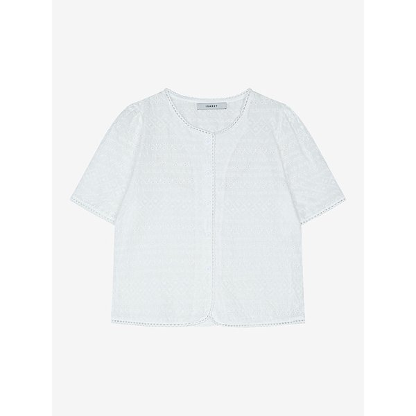 플로럴 펀칭 아일렛 반팔 블라우스 (VMBAD2456)