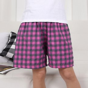 부드러운 특면 CP 체크 무늬 여성 5부 반바지 여자 여성 잠옷 바지 반바지 홈웨어 실내복 여 중 학생