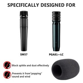 Geekria for Creators 폼 윈드스크린 Shure SM57LCE PGA81LC 마이크 안티팝 커버 윈드
