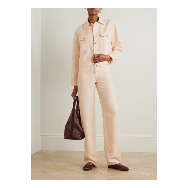 루루 드 시종 페란 우븐 스트레이트 팬츠 핑크 1647597325018689