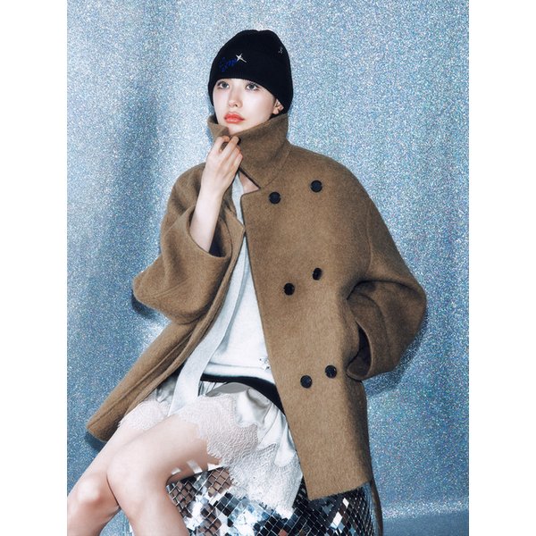 알파카 더블 버튼 하프코트 EMPAWCJ020