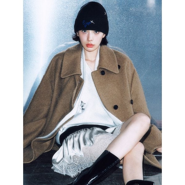 알파카 더블 버튼 하프코트 EMPAWCJ020