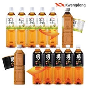 [무료배송] 광동 옥수수수염차 무라벨 1.5L x 6pet + 광동 헛개차 무라벨 1.5L x 6pet