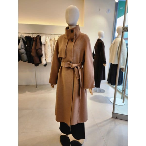 [여주점] [JJ 지고트] 여성 울 캐시미어 블렌드 하이넥 롱 코트 GRBM0CT931