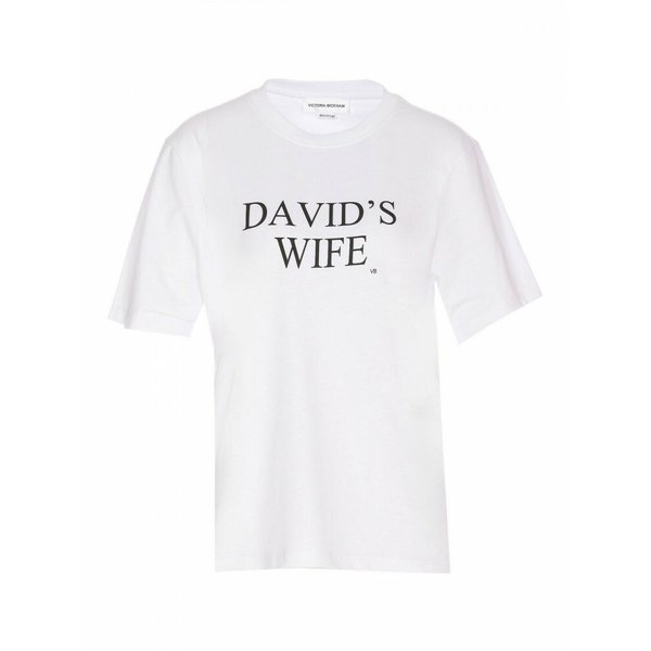 여성 크루 넥 Slogan Davids Wife Shirt TS005886A6 화이트 /8