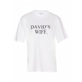 여성 크루 넥 Slogan Davids Wife Shirt TS005886A6 화이트 /8