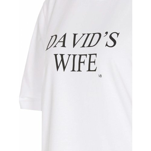 여성 크루 넥 Slogan Davids Wife Shirt TS005886A6 화이트 /8