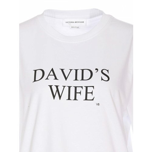 여성 크루 넥 Slogan Davids Wife Shirt TS005886A6 화이트 /8