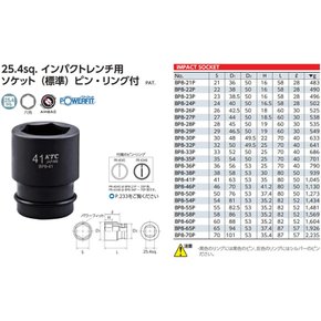 (KTC) 6 766247:27:: 60:25.4 mm 교토 머신쿨 임팩트 렌치 소켓 각 스툴 크기 × 사이즈