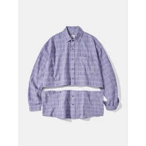 Detachable Crease Check Shirt S167 Purple Black