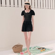 FRILL COVER UP SWIM SKIRT BLACK