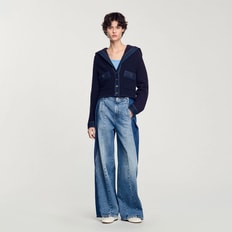 산드로 [25SS 미드시즌세일 30%] 데님 디테일 테리 니트 가디건 SF25S3FRGDA39