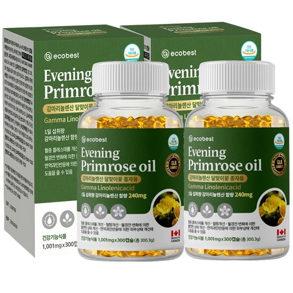 감마리놀렌산 달맞이꽃종자유 300캡슐 2병 10개월분 여성 GLA 240mg