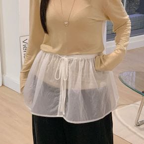 망사 시스루 레이어드 버튼업 스트링 밴딩 미니 스커트_P386775378