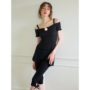 Corsage Point Strap Off Shoulder T_ Black