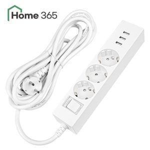 Home365 홈365 국산 USB 멀티탭 과부하차단 3구 5m / 3.0 고속충전 A타입 USB 충전