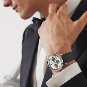 멀린 크로노그래프 타키미터 가죽스트랩 남자시계 40mm