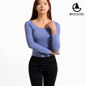 은은하게 붙는핏 골지 U넥 긴팔티 요가복