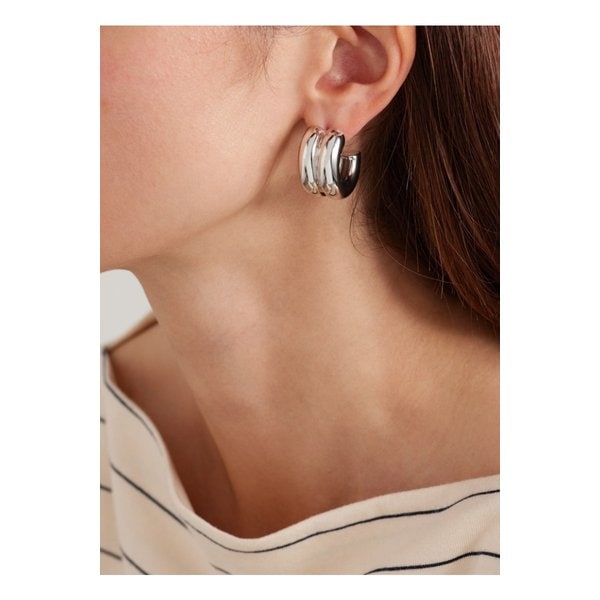 마사 칼보 더블 로듐 도금 후프 이어링 실버 46376663162905351