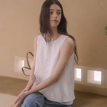 틸아이다이 [8/27 예약배송]Round ribbon point sleeveless top TISU03BL14_White
