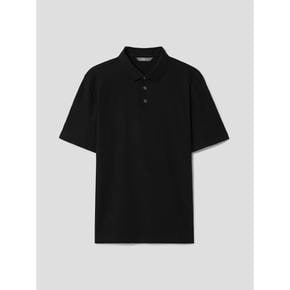 [Essential] 코튼 솔리드 반소매 칼라넥 티셔츠  블랙 (RY4342P515)