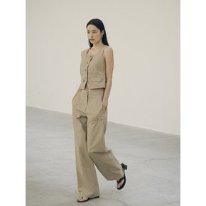 SITP5149 와샤 스퀘어넥 베스트_Khaki beige