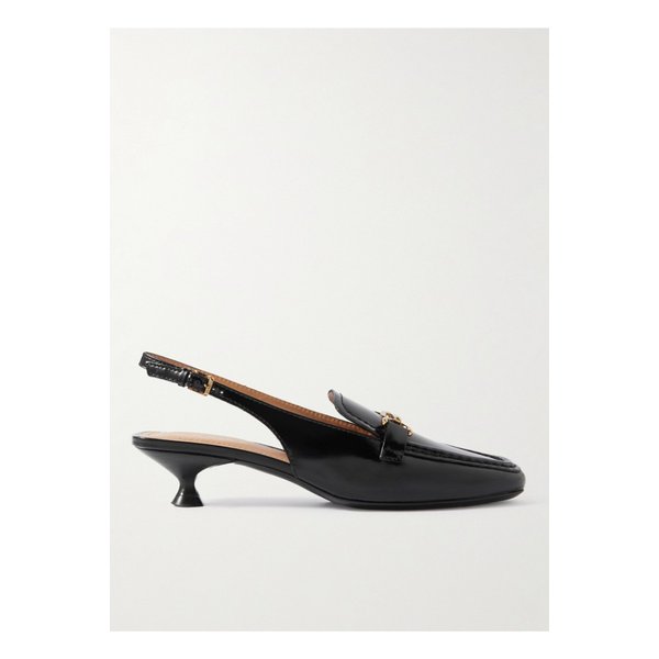 모르세토 장식 페이턴트 가죽 슬링백 펌프스 블랙 1647597342373022